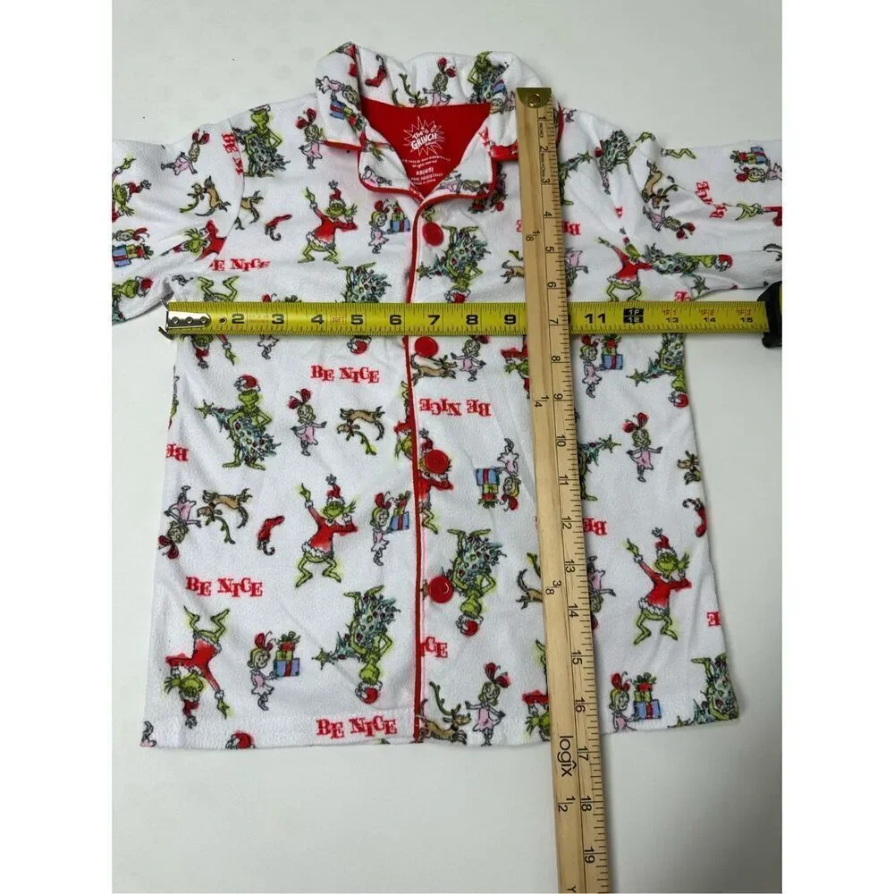 The Grinch Boy's Flannel 'Be Nice' Holiday  Pajama Top Size XS (4-5)